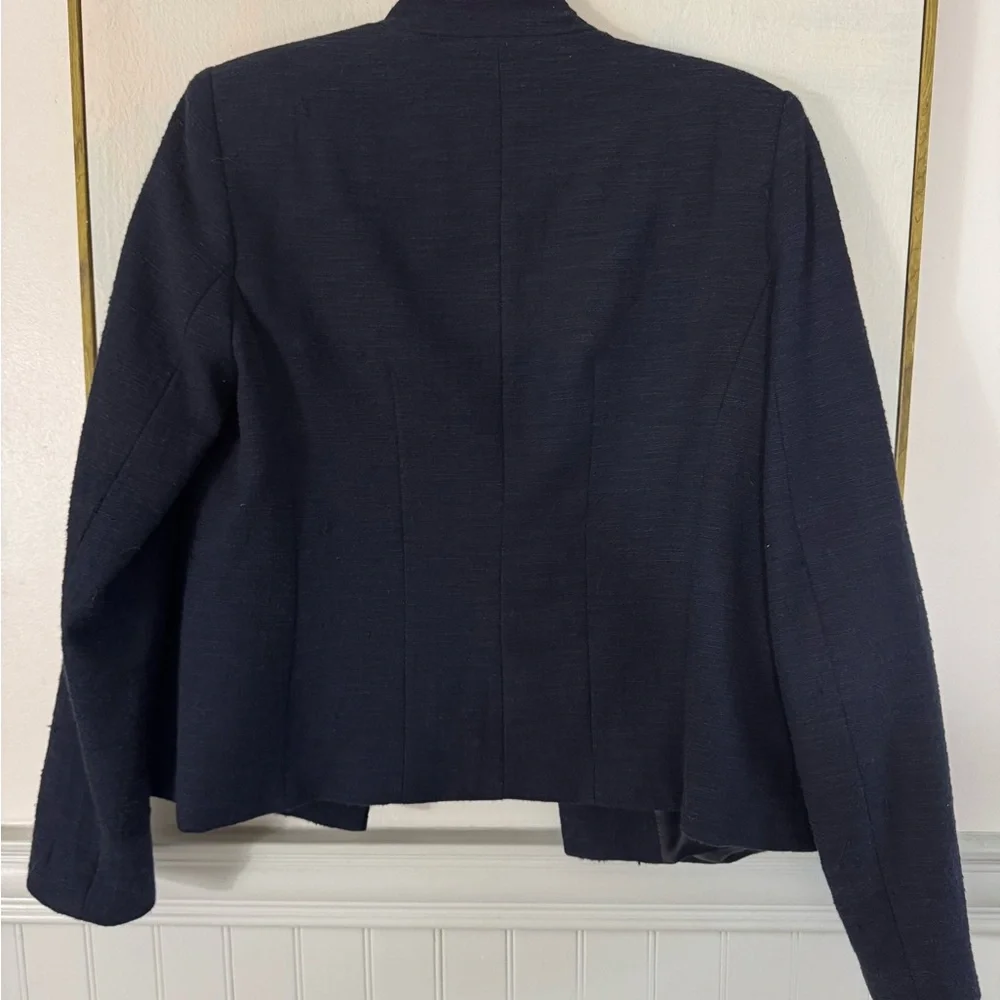 ZARA Textured High Collar Blazer Navy Blue Size M